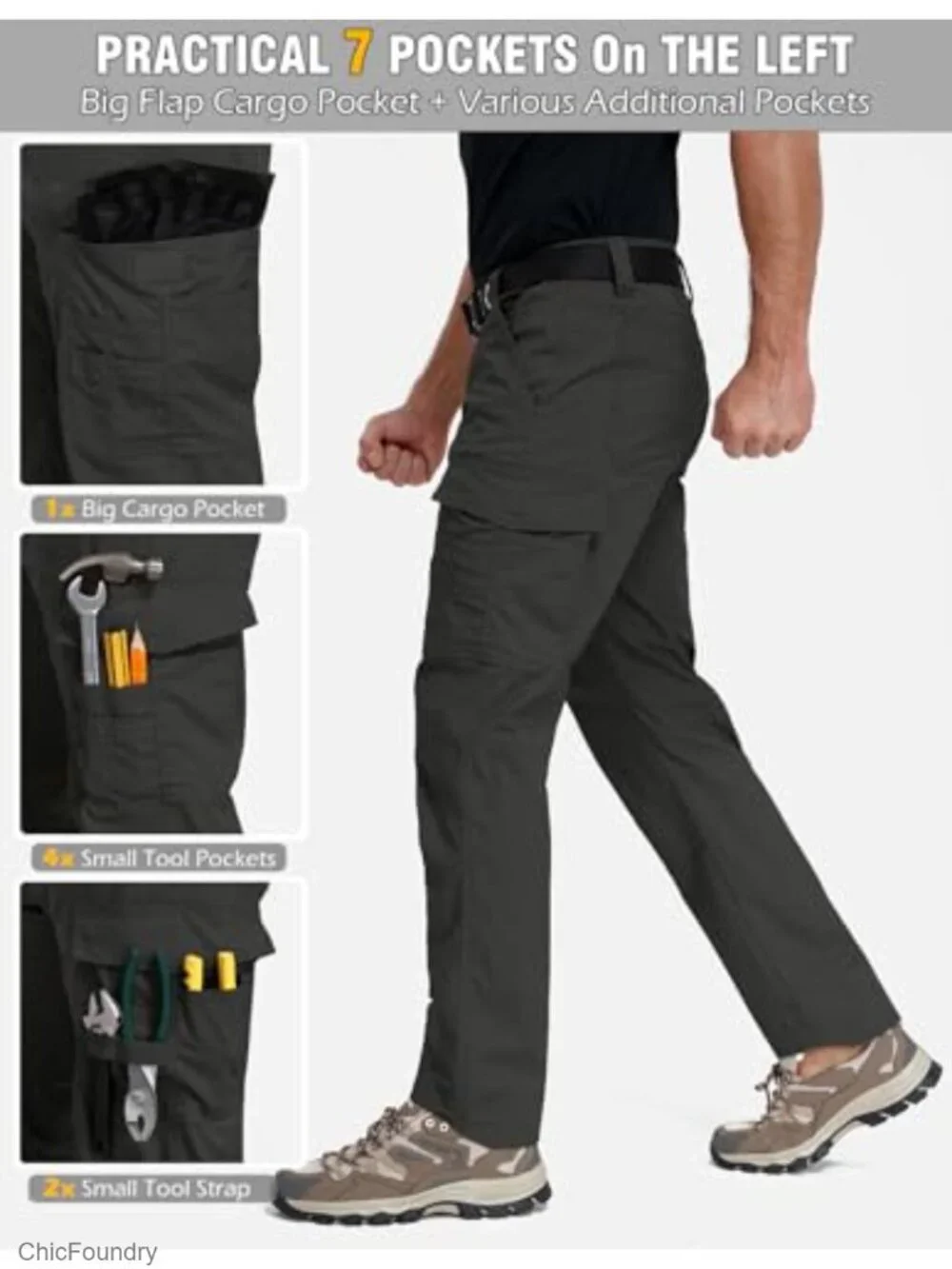 Flex Ripstop Tactical Cargo Pants Water Resistant Hiking EDC Stretch Work Pants